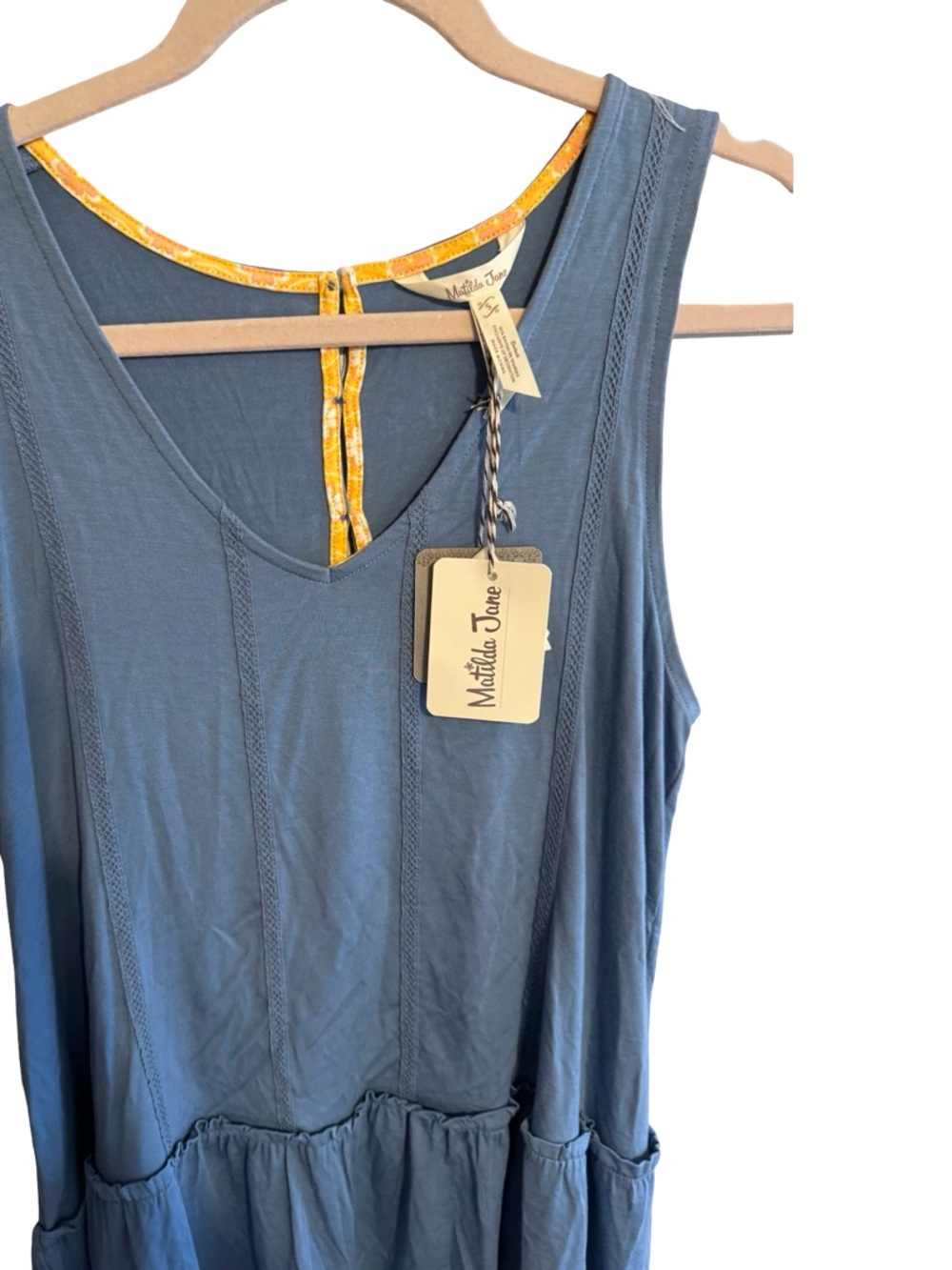 Matilda Jane Just Imagine Halle Tank Top Women’s Small Blue Ruffle Hem NWT - Picture 2 of 7